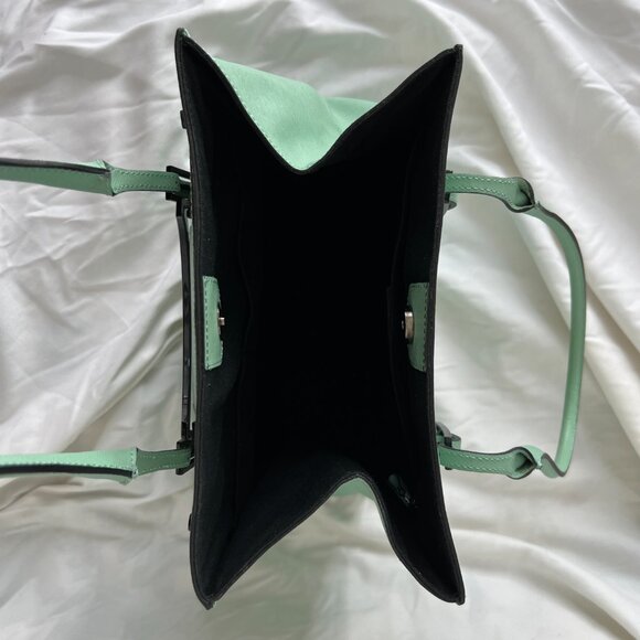 [RARE] Coccinelle Celeste Saffiano Leather Tote in Acquamarina - Picture 8 of 11